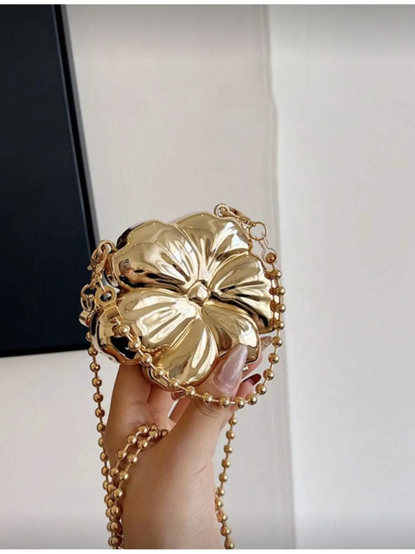 Acrylic Flower Small Handbag with Chain Shoulder Bag Evening Clutch
