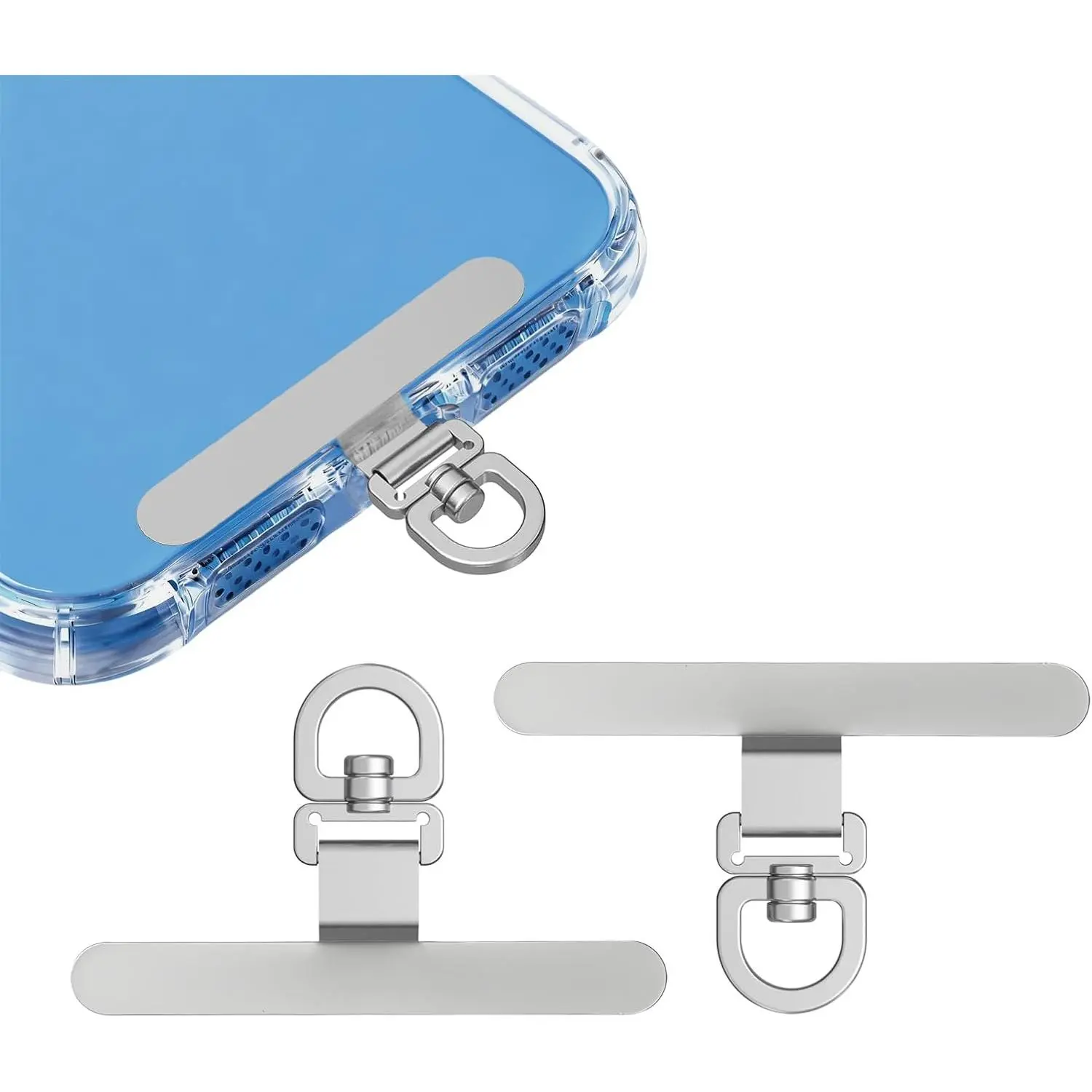 2 Pack Stainless Steel Phone Tether Tabs - Phone Lanyard Tab,  Lanyard Patches for phone cases