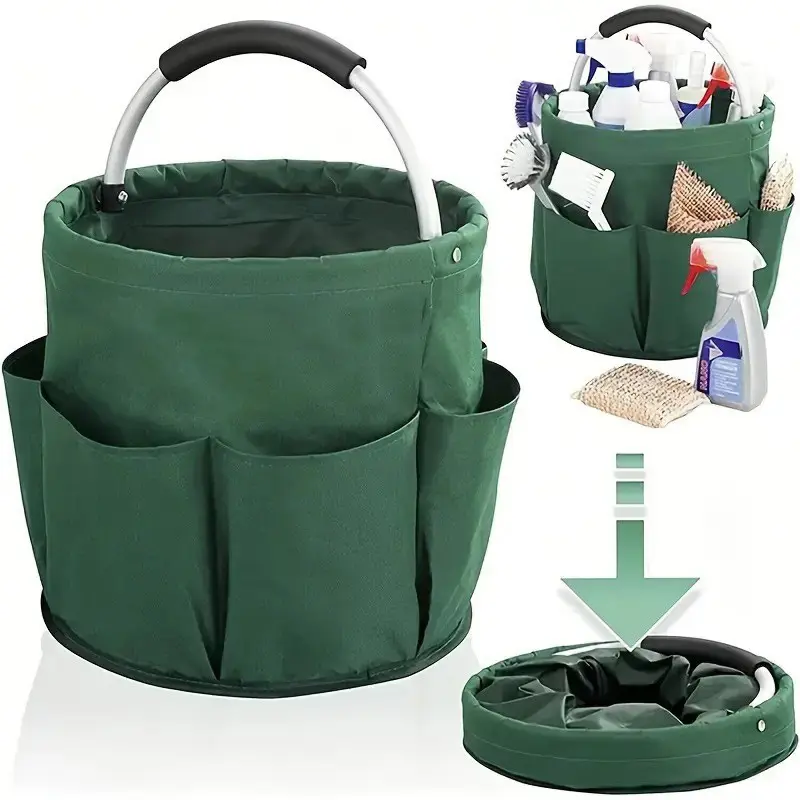 Collapsible Outdoor Storage Basket, Compact Functional Tote with Portable Handle, Heavy-Duty Oxford Cloth Picnic & Garden Organizer