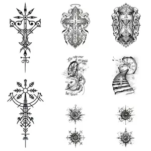 Navigation Totem Pattern Semi permanent Tattoo Waterproof Lasting 7-15 Days Herbal Temporary Tattoo Stickers 7 * 12cm/11 * 18cm arm and shoulder water transfer printing process
