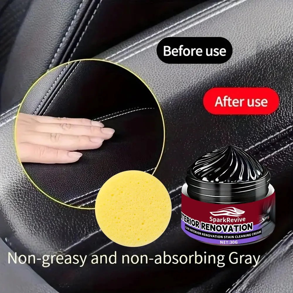 30g Interior Leather Conditioner Cream Car Seat Dashboard Care Moisturizing Anti Crack UV Protection Fade Proof