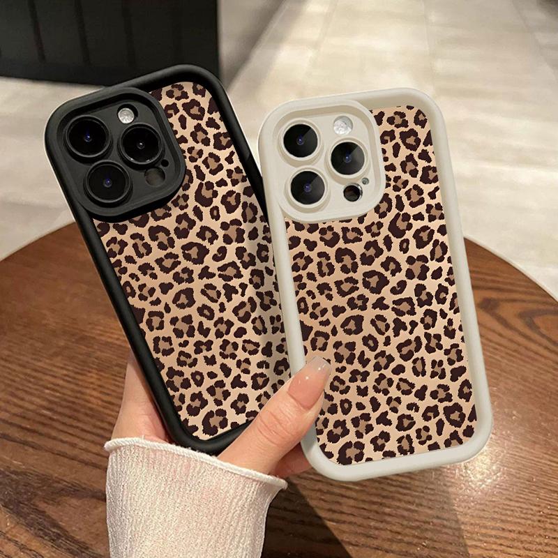 Leopard Print Pattern Case for iPhone17 Pro Max, Air 16 15 14 Pro Max 13 12 11 XR XS Plus Shockproof Drop Protection Rugged Durable Silicone Cover