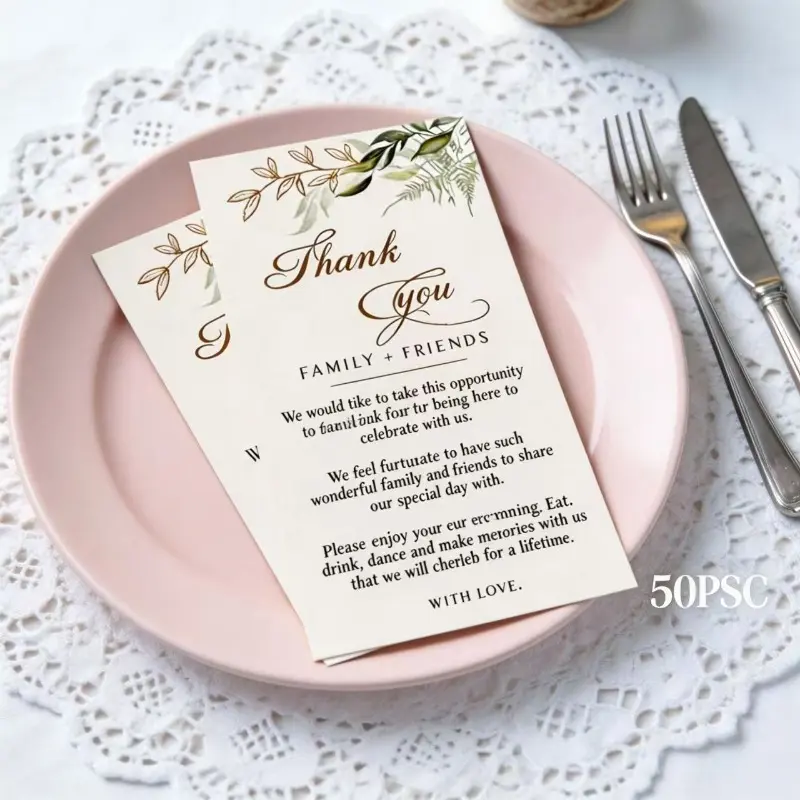 100pcs Vintage Floral Design Thank You Cards, Decorative Cards, Table Cards, Gentle Forest Style Design, Suitable for Banquets, Weddings, Engagements, Favors And More Occasions, Conveying Sincere Gratitude