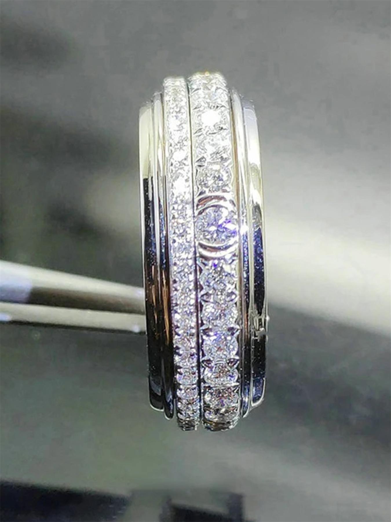 Fashion Promise Cubic Zirconia Rings for Couple, Solitaire Engagement Rings for Her, Wedding Rings for Women & Men, Trendy All-match & Exquisite Jewelry for Birthday Gift, Artificial Gemstone Ring