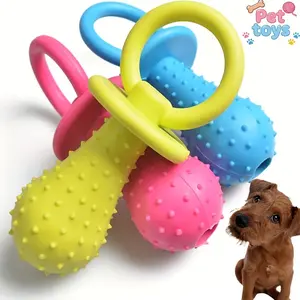 3-Pack Puppy Teething Pacifier Chew Toys, Interactive Tough Chewer, Squeaky Rubber Dental Health Toys, Durable Interactive Bite-Resistant Teeth Cleaning Toys for Small Dogs under 20 lbs