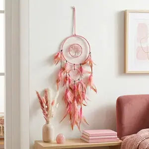 Dream Catcher Tree of Life with Feathers, Wall Hanging for Girls Kids Adults, Home Decor, Decorative Hanging Ornament, Wedding Party Blessing Gift