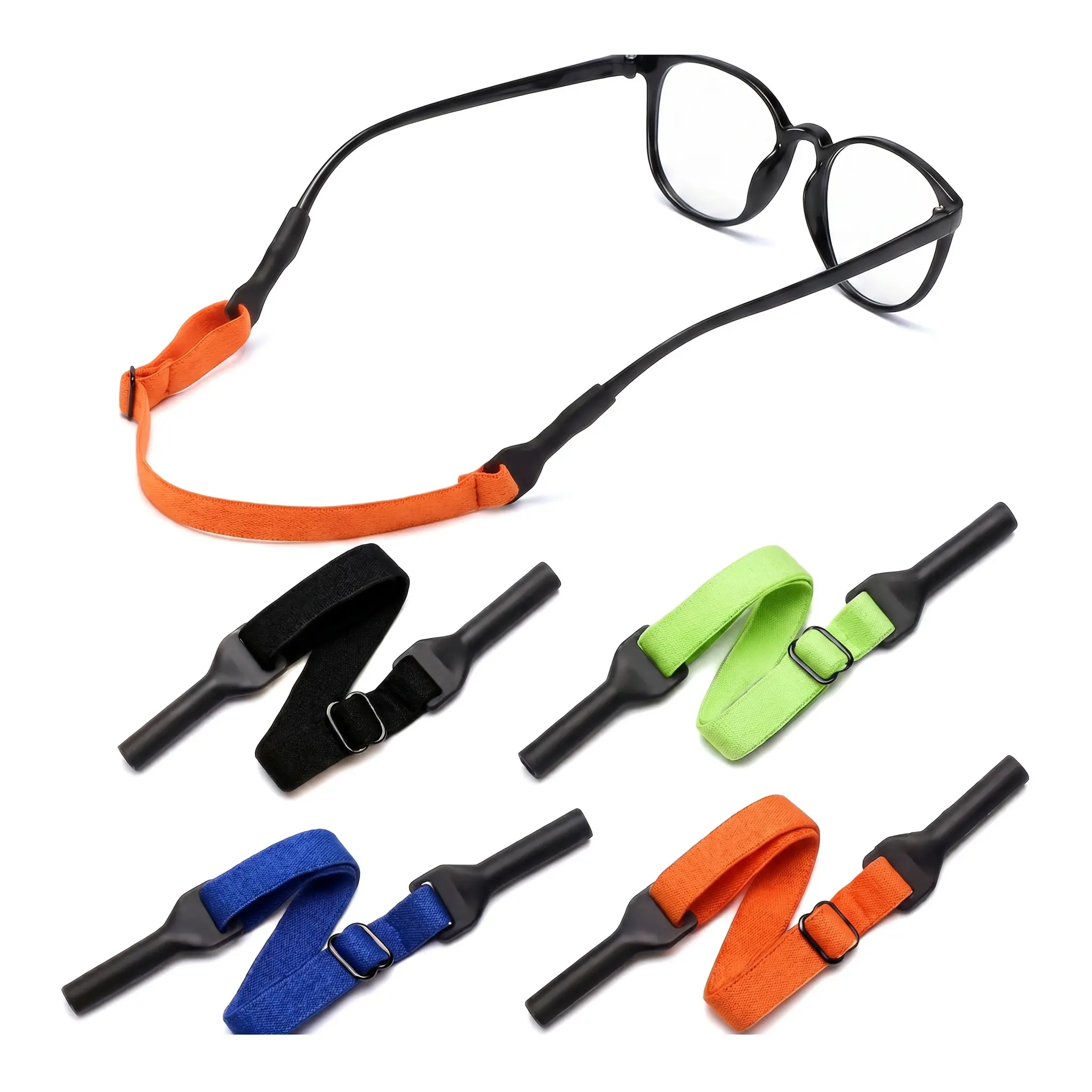 Elastic Anti-Slip Eyeglass Strap for Active Kids & Adults - Polyester-Silicone Construction, Colorful Plaid Design, PU Leather Accents, Animal Motifs, Secure Sunglasses Holder for Daily Commute