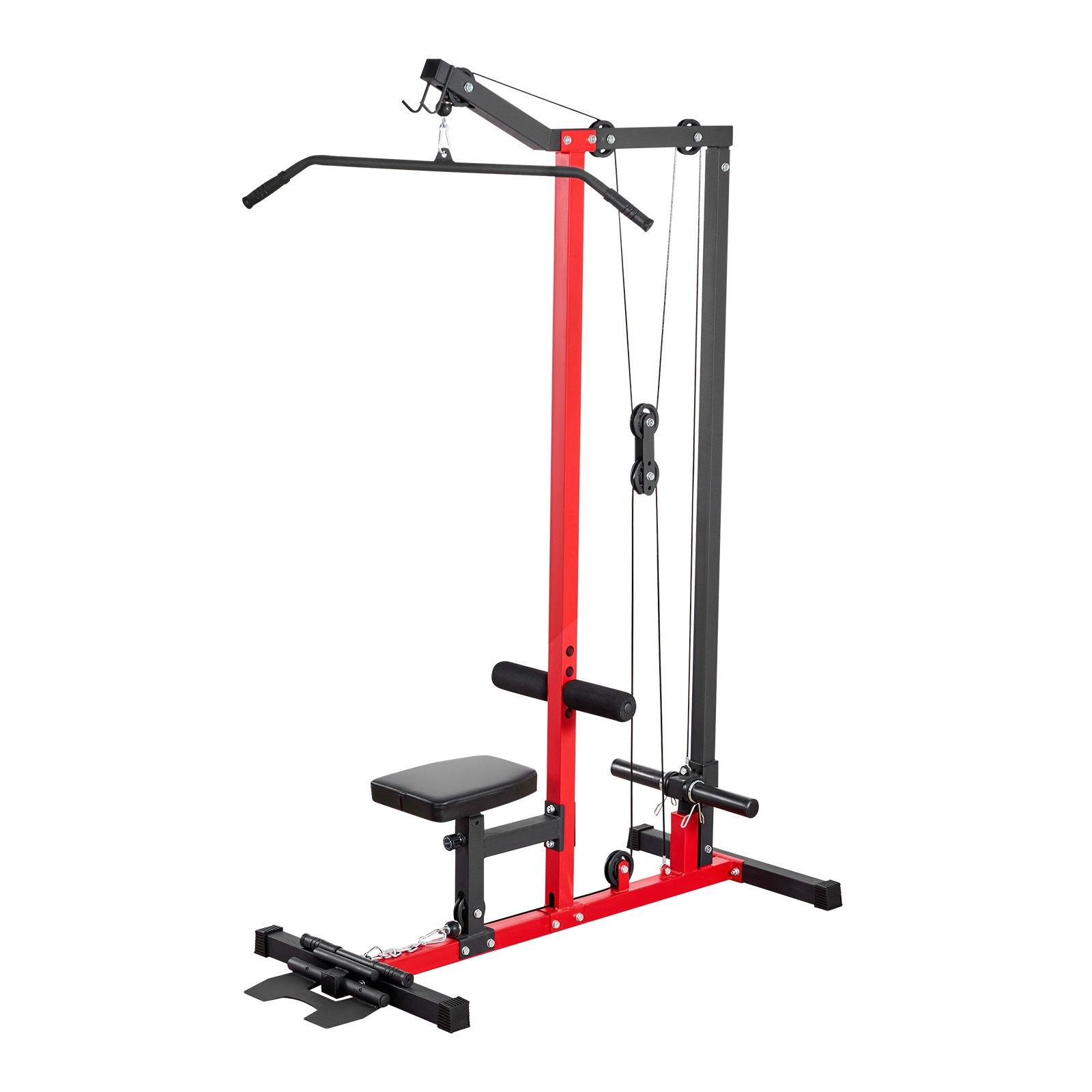 VEVOR LAT Pull Down Machine, 2-in-1 Row Cable Machine, Cable Machines Home Gym with 3-Level Adjustable Seat, 4-Level Adjustable Foam Roller, Load 500 lbs Lat Tower for Back, Chest, Tricep, Black Red VEVOR LAT Pull Down Machine, 2-in-1 Row Cable Machine, Cable Machines Home Gym with 3-Level Adjustable Seat, 4-Level Adjustable Foam Roller, Load 500 lbs Lat Tower for Back, Chest, Tricep, Black Red