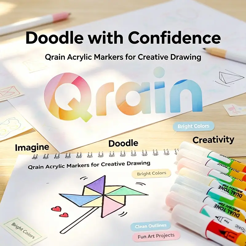 Qrain Dual-Ended Acrylic Marker Set, 72/120/168 Colors, Water-Based Art Markers, Ideal for DIY Painting and Graffiti, Versatile Surface Use