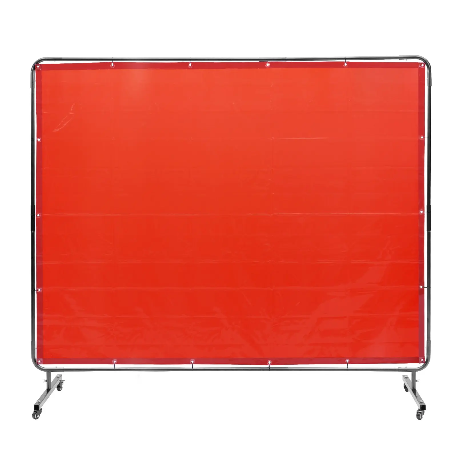 VEVOR Welding Screen with Frame, 6' x 8' Welding Curtain Screen, Flame-Resistant Vinyl Welding Protection Screen on 4 Swivel Wheels (2 Lockable), Moveable Professional for Workshop/Industrial, Red