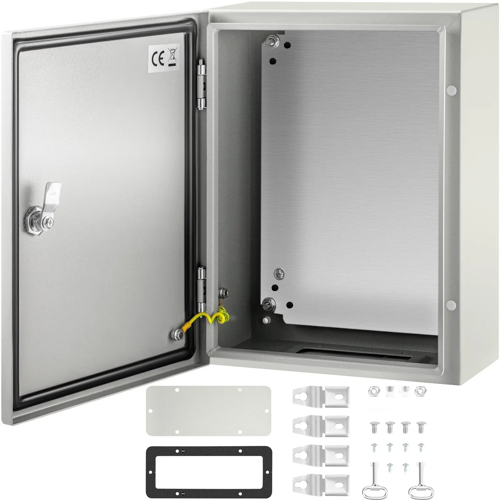 Electrical Enclosure Box, 16 In × 12 In × 6 In, Carbon Steel Hinged Junction Box, IP66 Waterproof And Dustproof Outdoor Enclosure, Weatherproof Metal Cabinet With Mounting Plate, Knockouts, Corrosion-Resistant Finish