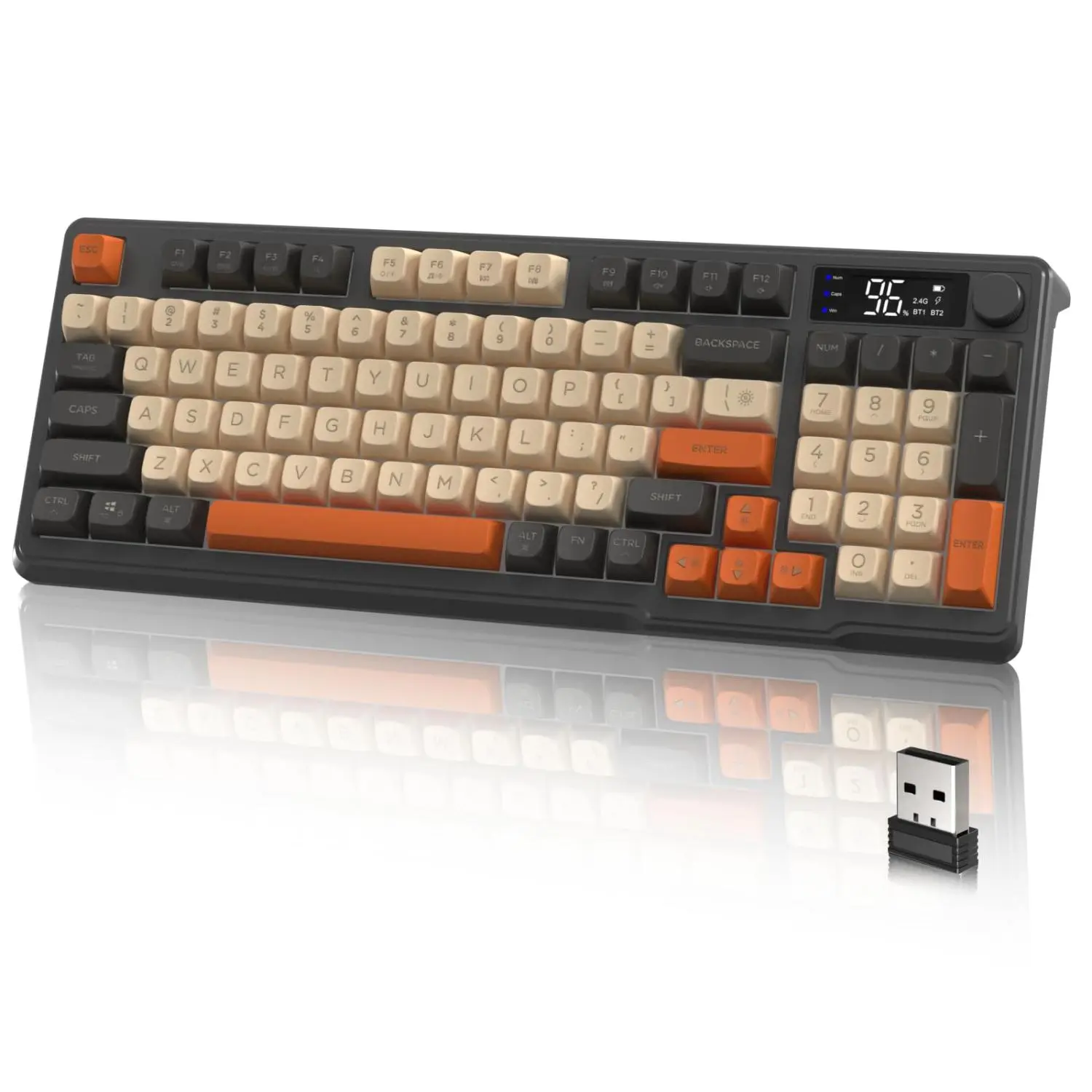 ATTACK SHARK M96 Wireless Gaming Keyboard, 2.4G Dual Mode Wireless Keyboard with Smart Display & Knob, Rechargeable Keyboard for Gaming, Gaming Pc Accessories, Gaming Accessory, Gaming Items