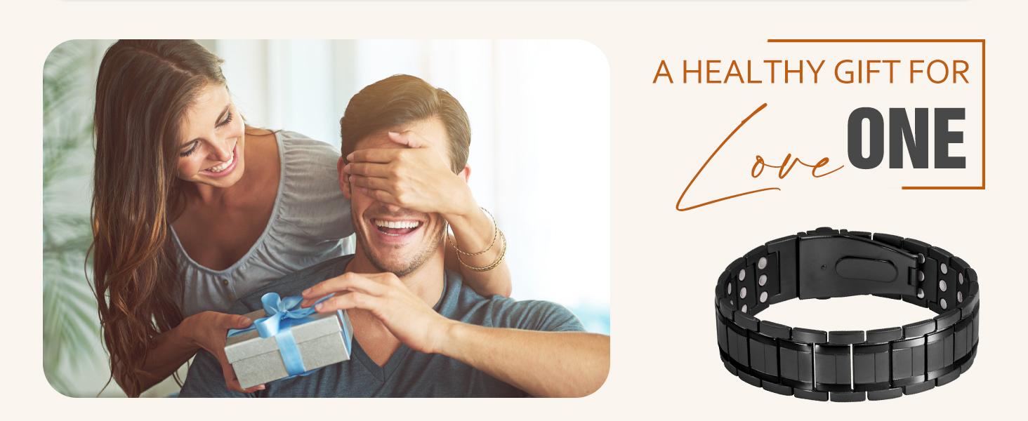 Jecanori 3X Magnetic Bracelets for Men, Mens Bracelet Stainless Steel with Strenth Neodymium Magnets & Sizing Tool(Black) Wearable SpringStatements