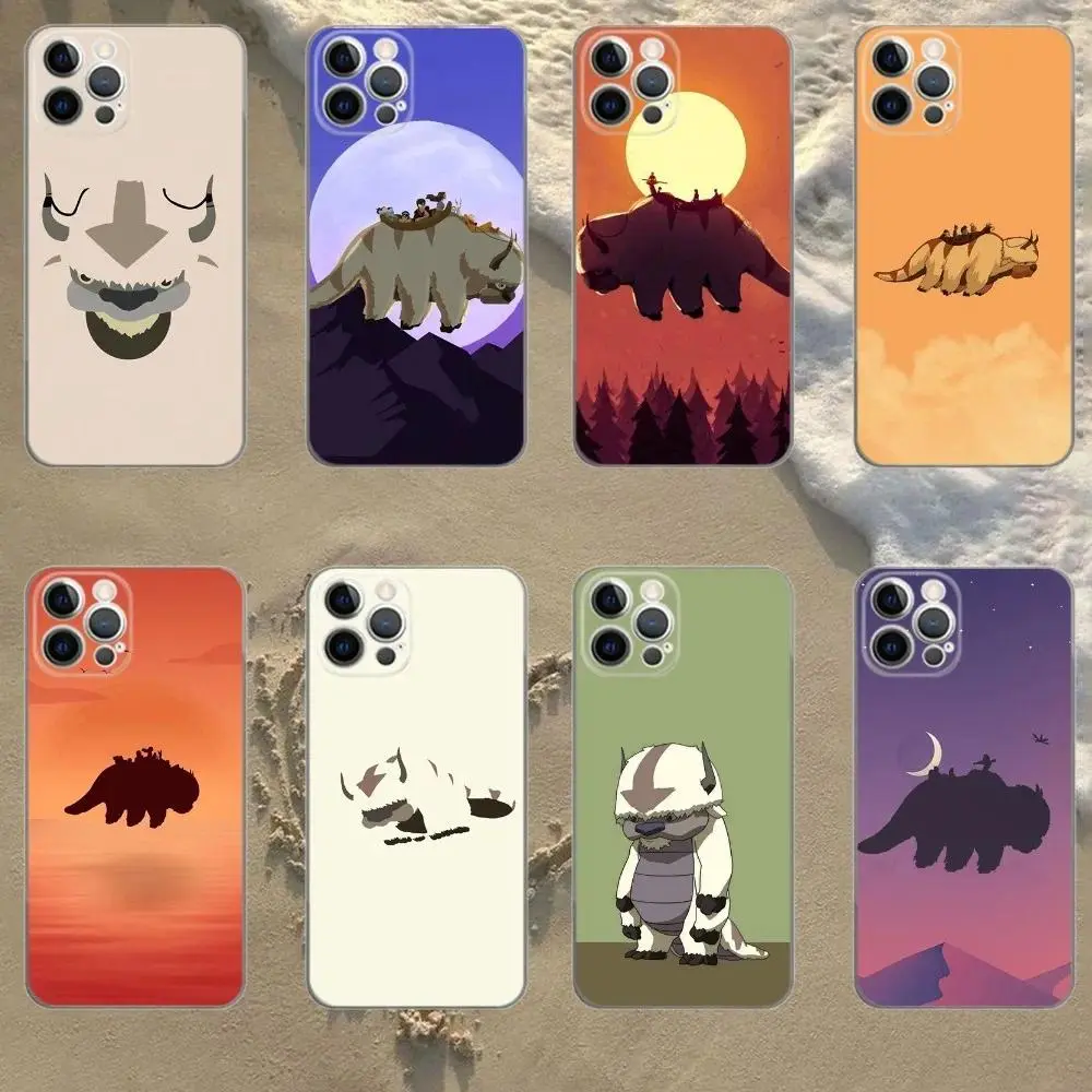 Avatar Appa Yip Yip Anime Phone Case Transparent Soft Shockproof Cover For iPhone 11-17 Pro Max/Plus & Samsung Galaxy S23-S25