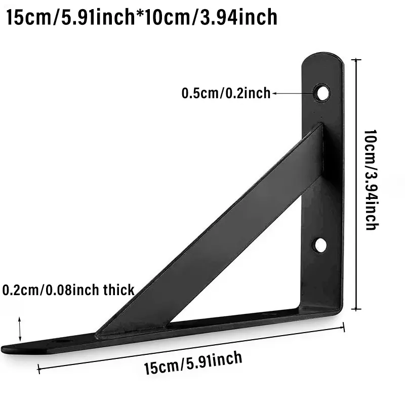 Shelf Bracket Tripod Mount, Thickened Wall-Mounted Support for Floating Storage Shelves, Durable and Stable Design