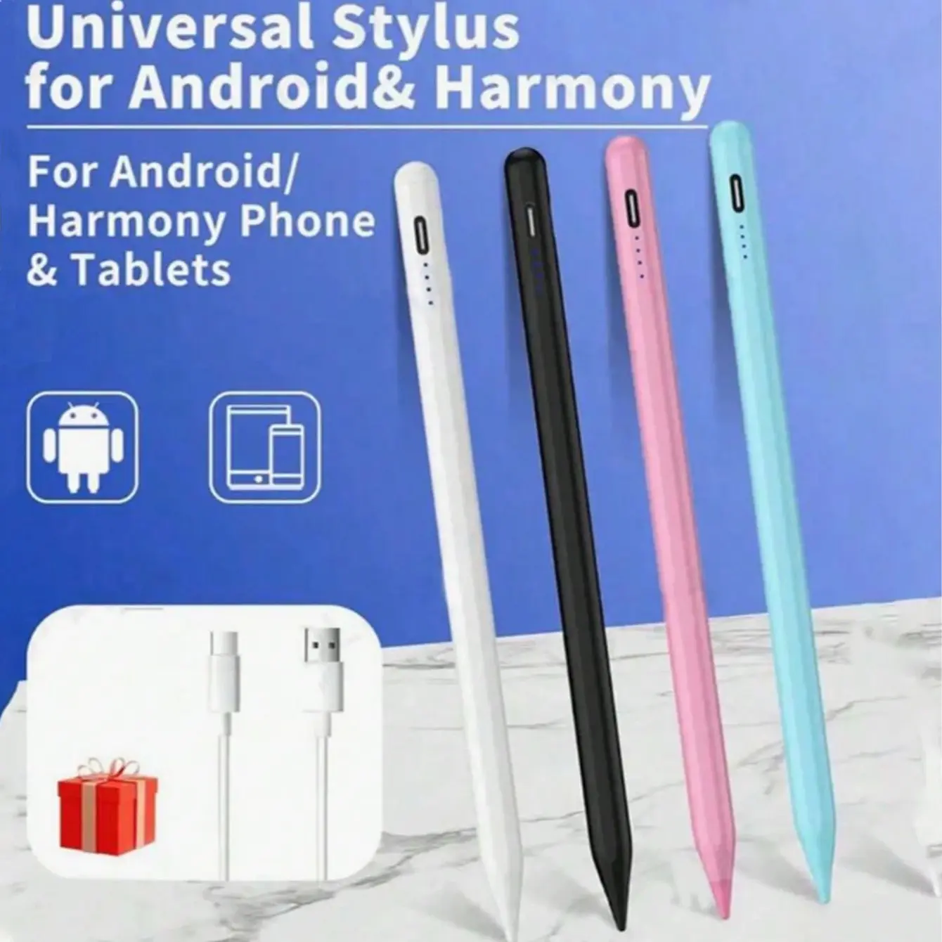 Universal Aluminum Capacitive Touch Pen Stylus, Compatible with iOS, Android, Windows, Rechargeable, Fits Samsung, Apple Devices