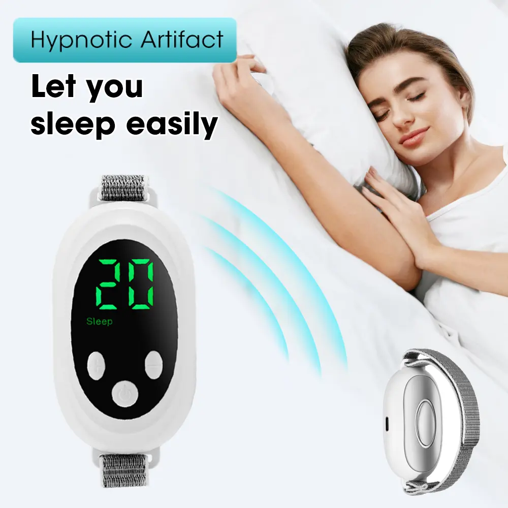 EMS Microcurrent Sleep Aid Device, Cordless 5V1A Fast-Charging Palm Pulse Massager with Adjustable Strap, 20-Level Adjustable Strength, 1.5-Hour Charge, 0.6W Power for Insomnia Relief