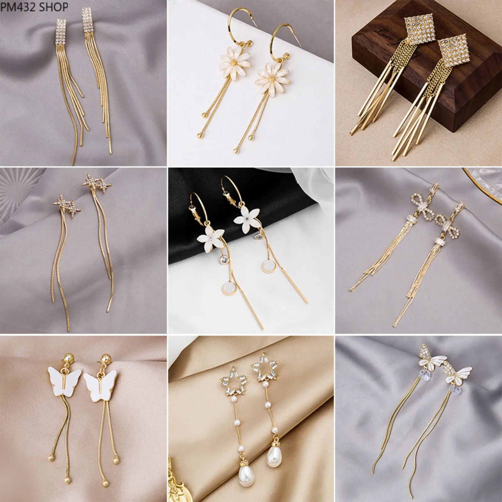 S925 Silver Tassel Drop Earrings for Women – Butterfly Flower Pearl Studs, Dainty Rhinestone Long Earrings, Elegant Fashion Statement Jewelry