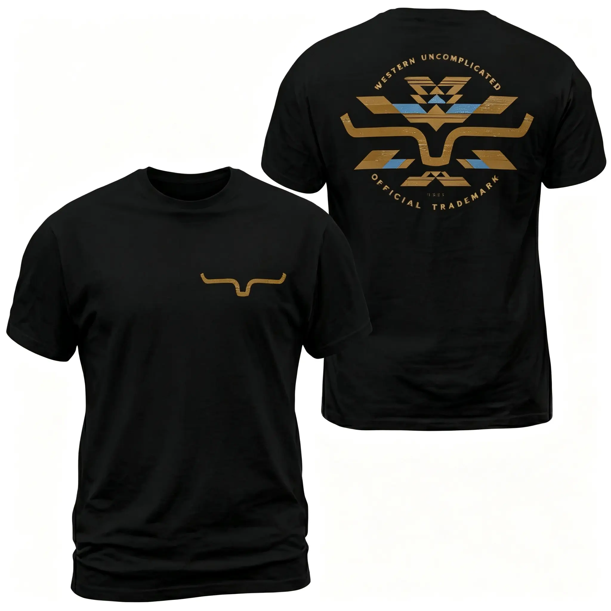 Kimes Ranch Horn Logo Aztec Cowgirl Tshirt Women Oversized Western Distressed Tribal Graphic Tee Casual Short Sleeve Top