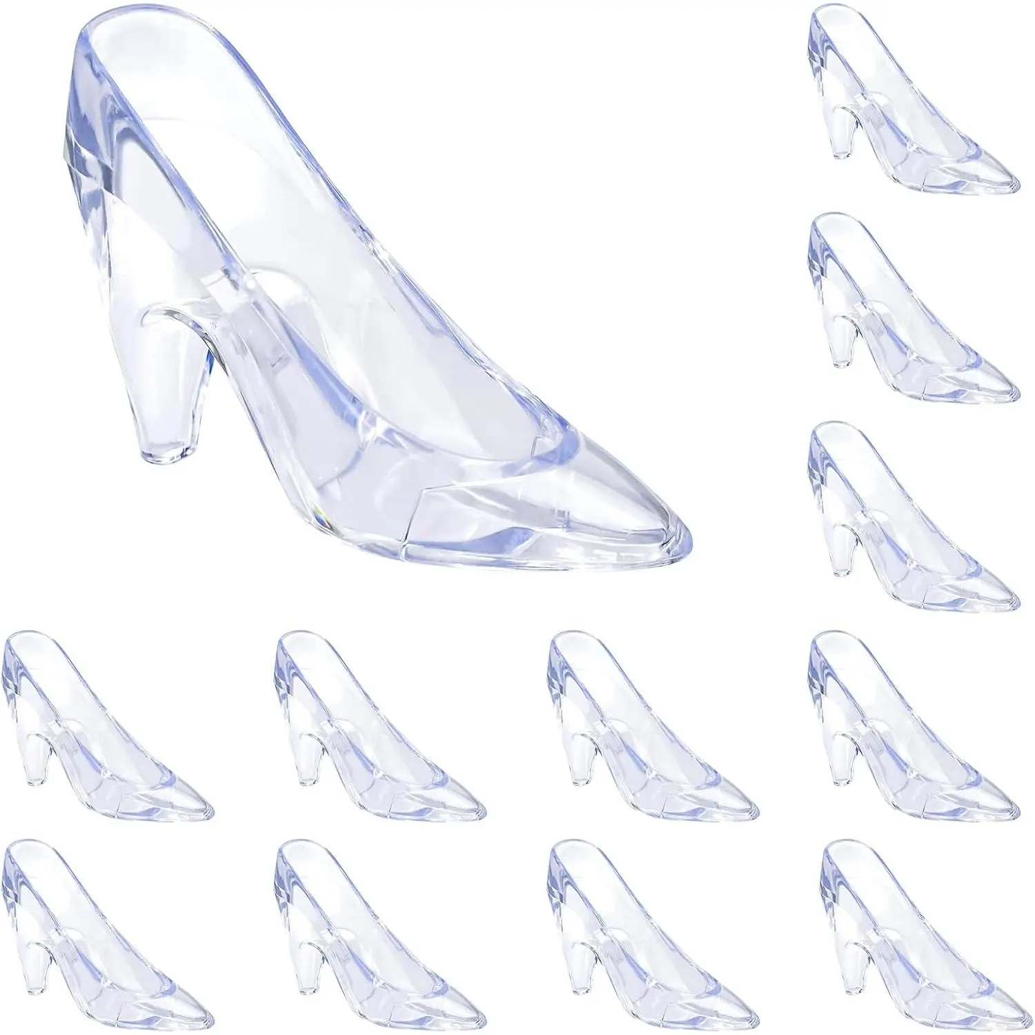 Plastic Mini Cinderella Princess Slippers Glass Heels Party Decorations for Weddings, Birthday Party Favors 3.5 inches