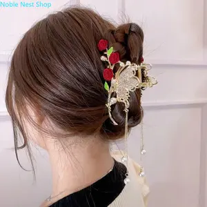 Women Rhinestone Butterfly Flower Hair Claw Clips, Elegant Kawaii Crystal Hair Clamps, All-Match Hair Jewelry for Daily Styling, Valentine’s Prom Party & Holiday Gifts