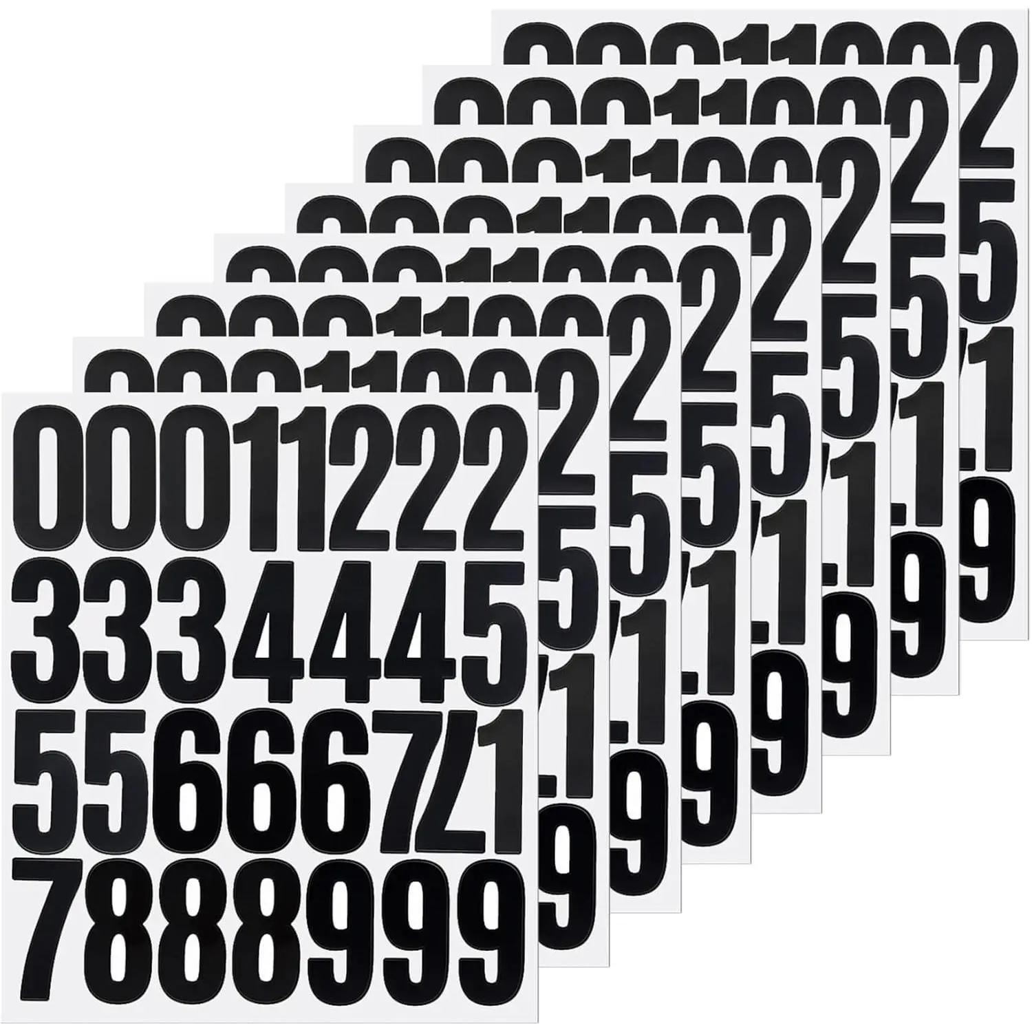 240 Pcs 2-In Self-Adhesive Vinyl 0-9 Number Stickers, 8 Removable Black Sheets for Women's Blouse Storage, File Folder, Mailbox, Numerals