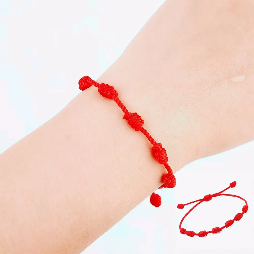 2 Pcs Lucky 7-Knot Bracelet, Simple and Unique Design, Hand-Woven Braided Adjustable Cord, Perfect for Couples and Friends