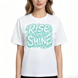 "Rise And Shine Bold Teal Lettering Design" Graphic Unisex Tee |   All-Season Breathable Top