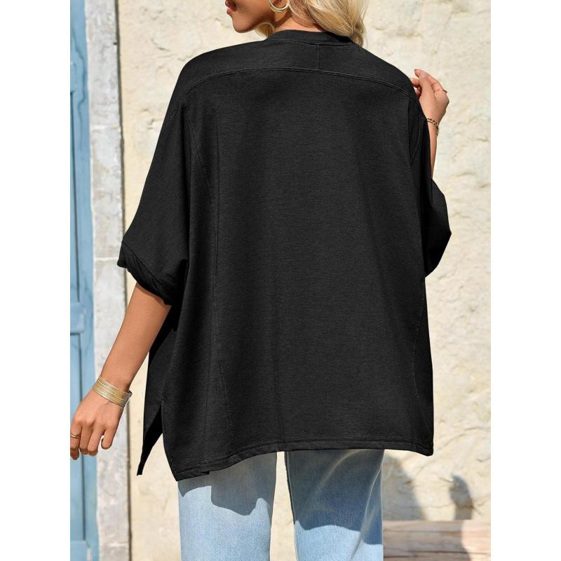 Womens Oversized Tshirts Batwing Short Sleeve Asymmetric Hem Tops Summer Casual Loose Fit Tunic Tee Shirts