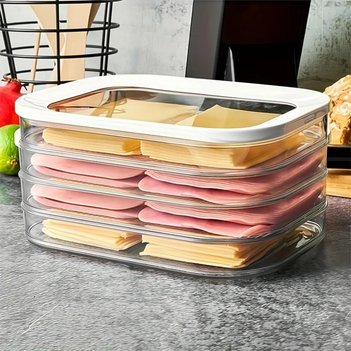 Stackable Food Storage Containers, Refrigerator Organizer, Meat Preservation Box, Reusable Leak-Proof Design, Space-Saving