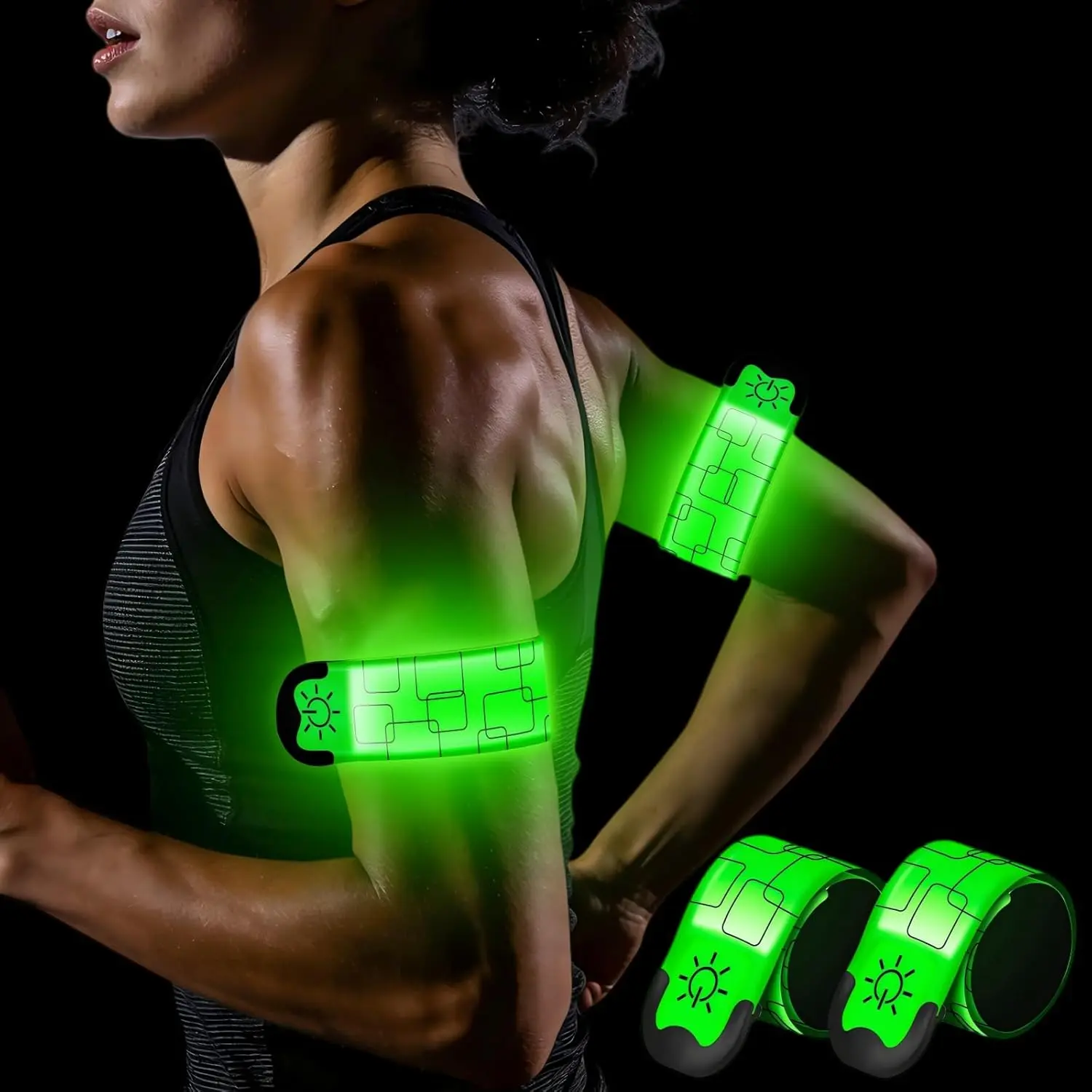 LED Armbands 2-Pack, Unisex Rechargeable Slap Bracelets with 11 Colors & USB-C Fast Charging, Reflective Nylon Safety Lights for Running, Cycling & Camping, Fishing, Hiking, Jogging
