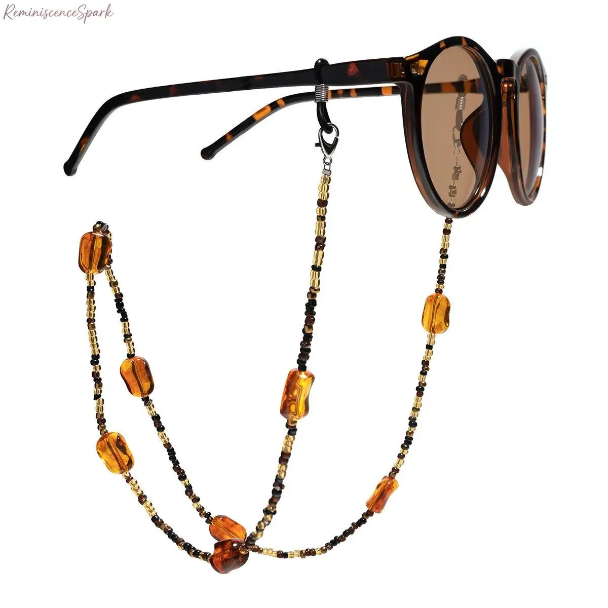 Handmade Beaded Strand Eyeglass Neck Lanyard - Lightweight Eyewear Holder, Non-Slip Anti-Drop Retainer Chain, Universal Fit Eyeglass Holders Around Neck for Reading Glasses, Sunglasses (Unisex Outdoor Travel Accessory), Includes Lanyard