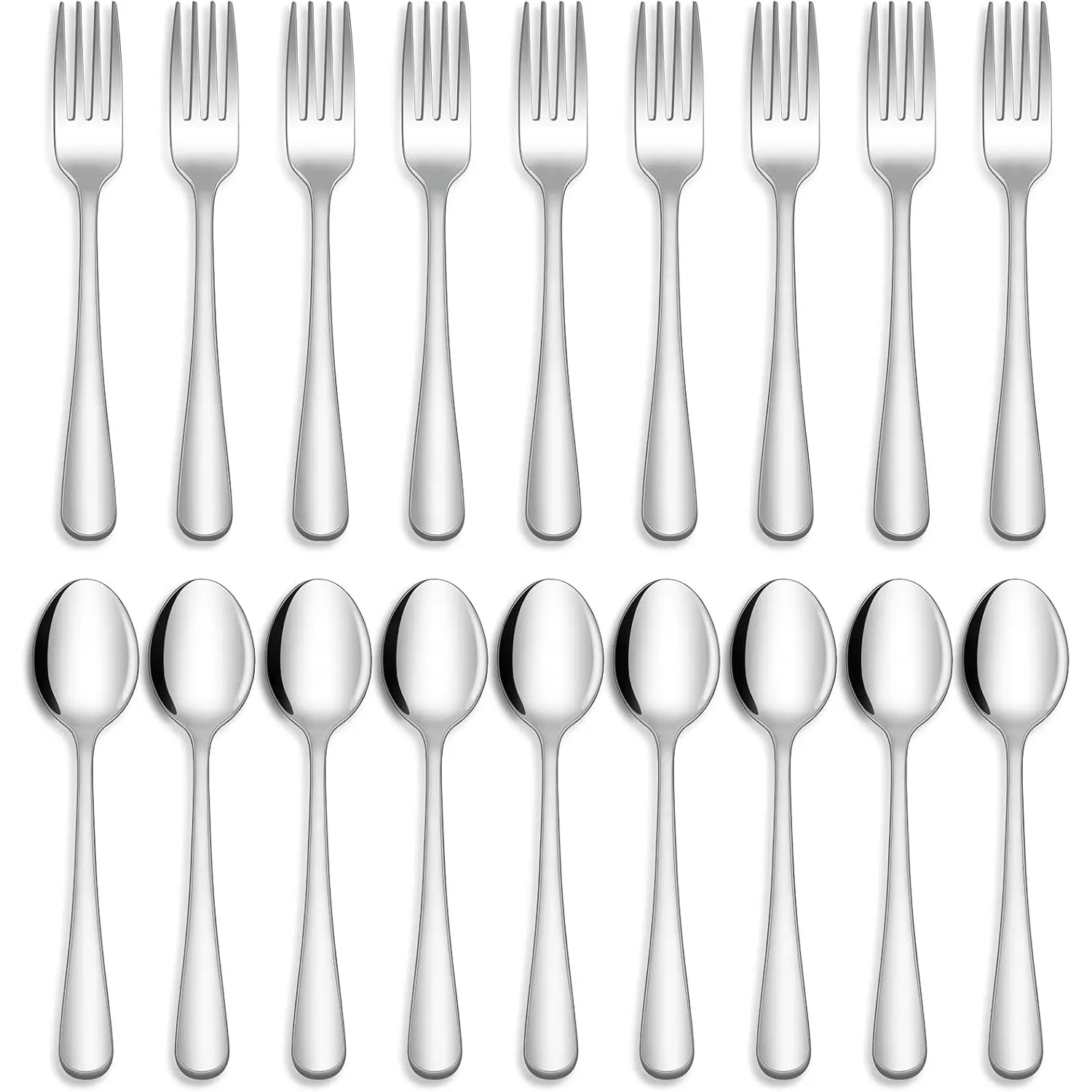 24 Pcs Forks and Spoons Cutlery Set, Food Grade Stainless Steel Flatware Silverware Set for Home, Kitchen and Restaurant, 12 Dinner Forks and Dinner Spoons, Mirror Polished & Dishwasher Safe, Tableware