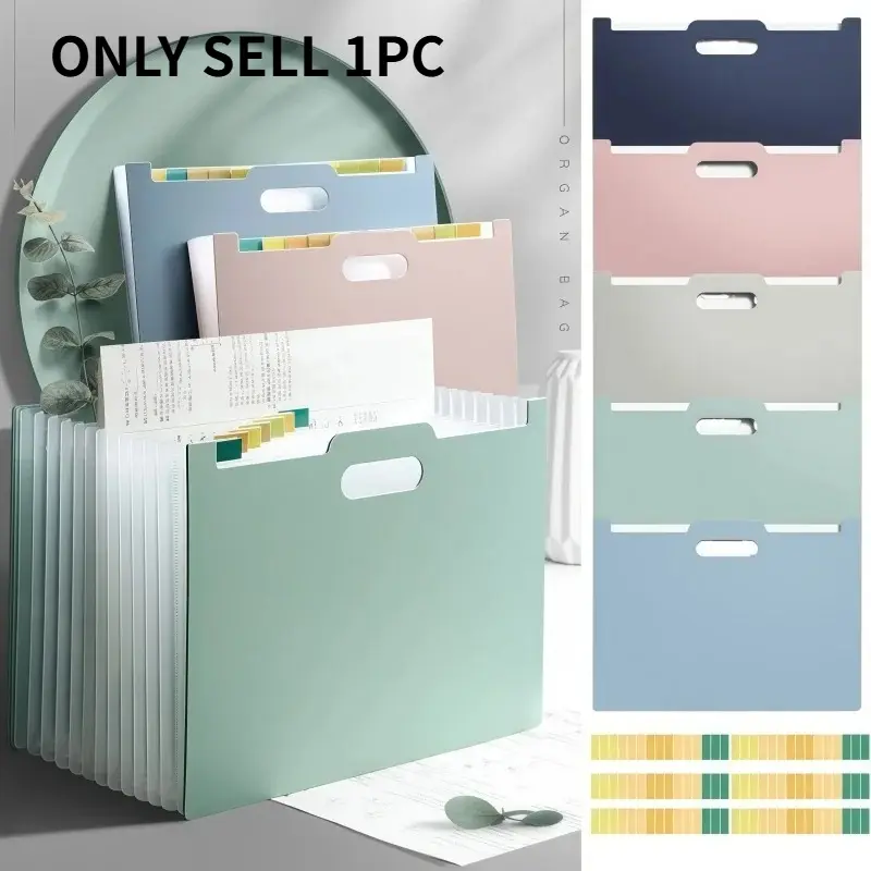 A4 13 Grid Office File Storage Folder, Documents Organizer, Capable of Holding Approximately 2000 Sheets, Handheld Vertical Test Paper Storage and Organization Folder, File Classification and Storage Supplies