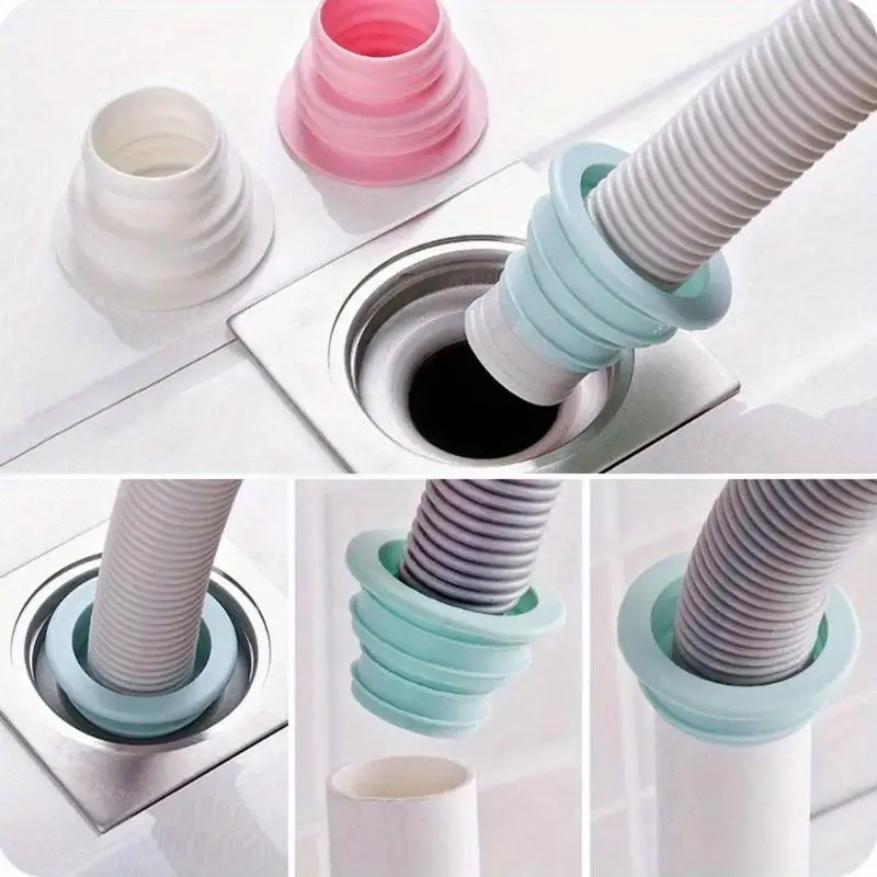 1pc Plastic Sewer Pipe Seal Ring, Washing Machine Anti-Odor Retractable Drain Plug Connector, Flexible Floor Drain Cover for Kitchen And Bathroom Piping