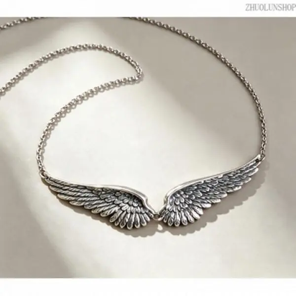 Gothic Angel Wings Necklace, Vintage Punk Zinc Alloy Pendant for Men & Women, Personalized Statement Jewelry for Parties, Daily Wear & Holiday Gift