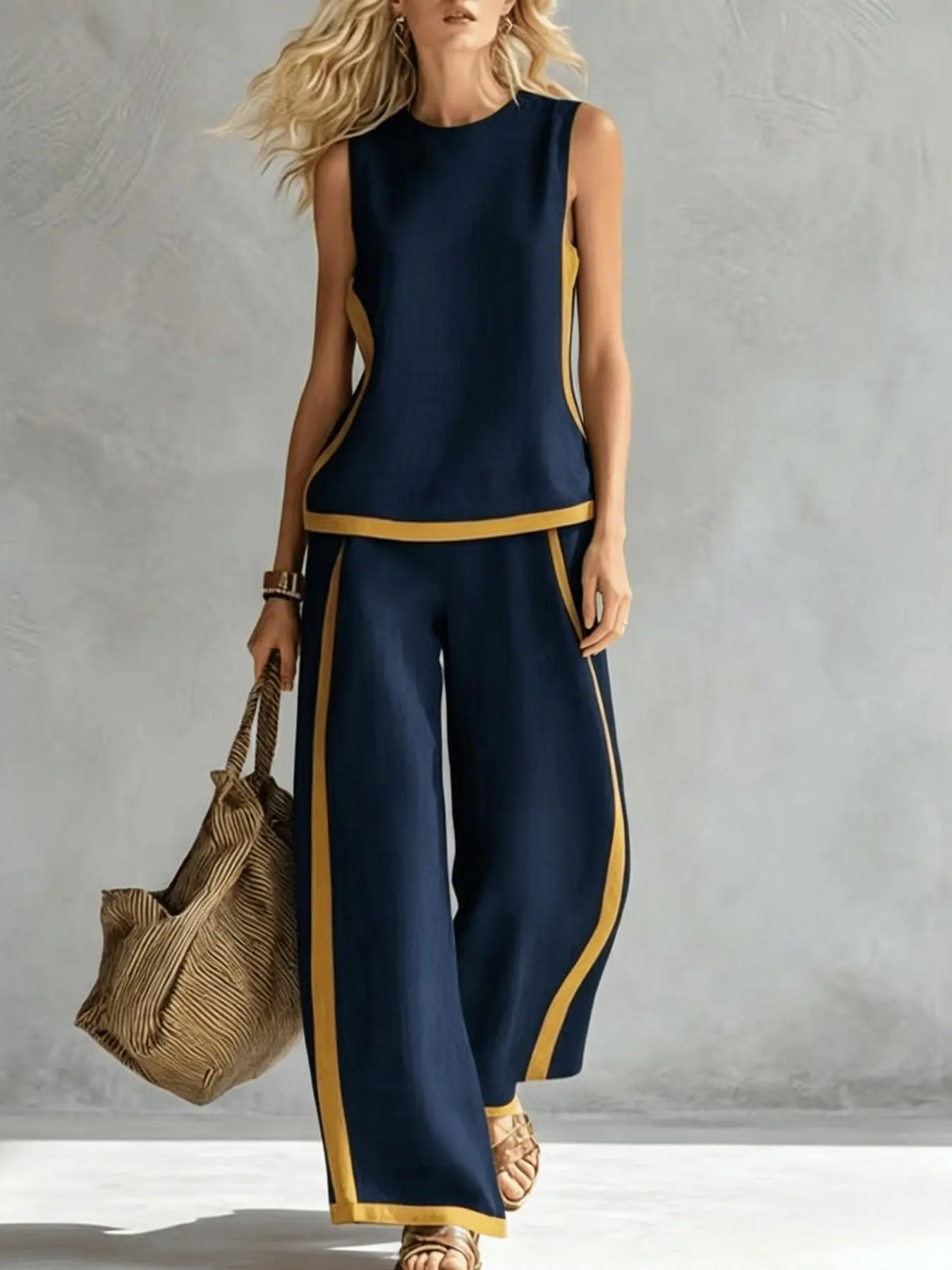 A4105 Lazy Sleeveless Hooded Romper, Deep V Slimming Wide Leg, Side Pockets Practical, Home & Streetwear Casual One-Piece Solution