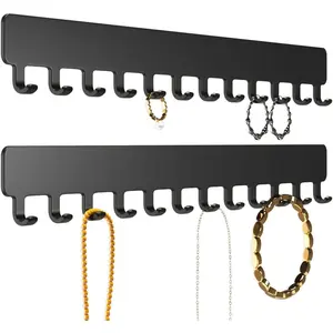 Necklace Holder Hanging Jewelry Organizer - Self-Adhesive Wall Jewelry Organizer for Necklace, 2 PCS, BlackGift.