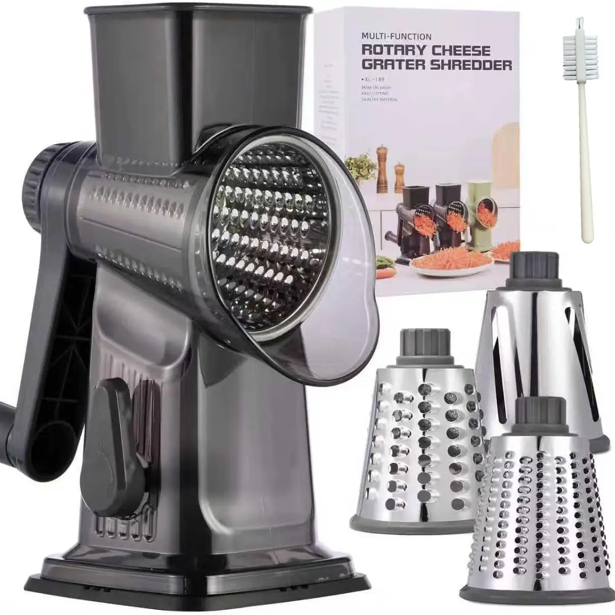 3-in-1 Cheese Grater, Vegetable Slicer, and Fruit Slicer - Manual Food Grater, Easy-to-Use Kitchen Tool for Potatoes, Carrots, Onions, and Ice Cubes - Perfect Home Kitchen Tool
