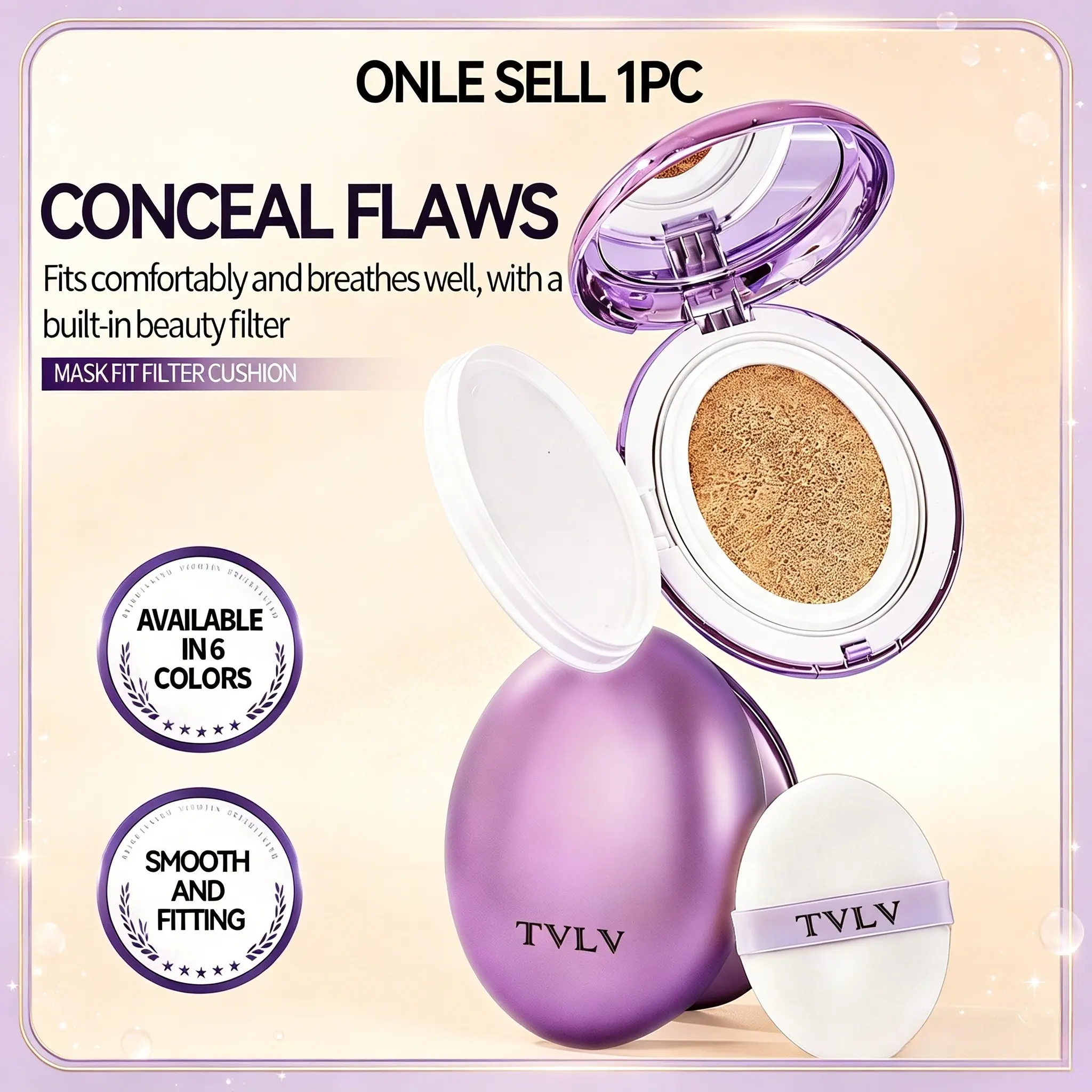 Face Fit Filter Cushion Concealer Long-Lasting Matte Buildable Coverage Lightweight Breathable Non-Clogging, Self-Healing Smooth Skin, Flawless Skin Finish, Portable Reusable Makeup, Cosmetic, Cosmetics Products