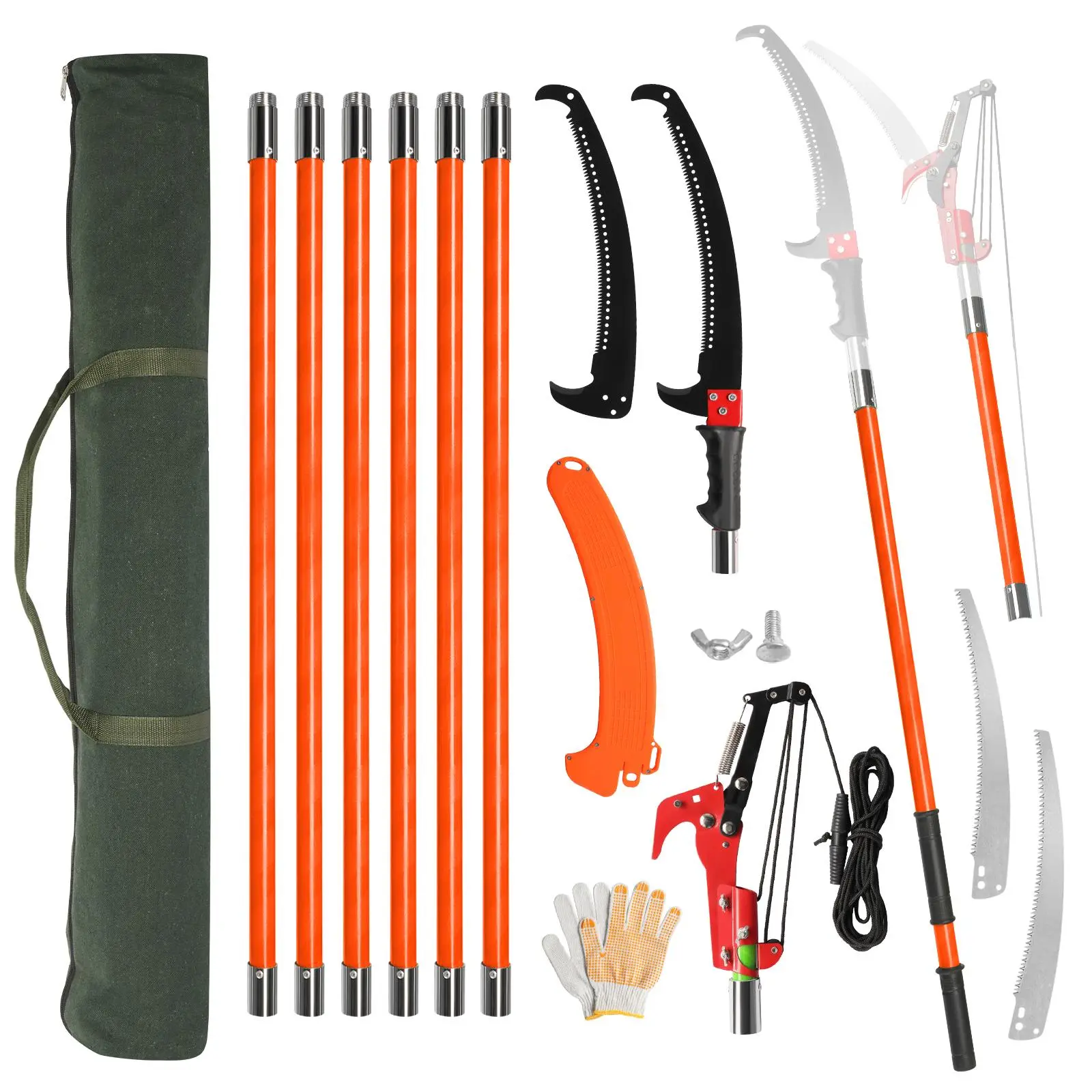 UGEM 26FT Extendable Tree Pole Pruner & Pole Saw, High-Reach Manual Tree Branch Trimmer, Heavy Duty Sharp Bypass Lopper Garden Tool with Long Extension Pole