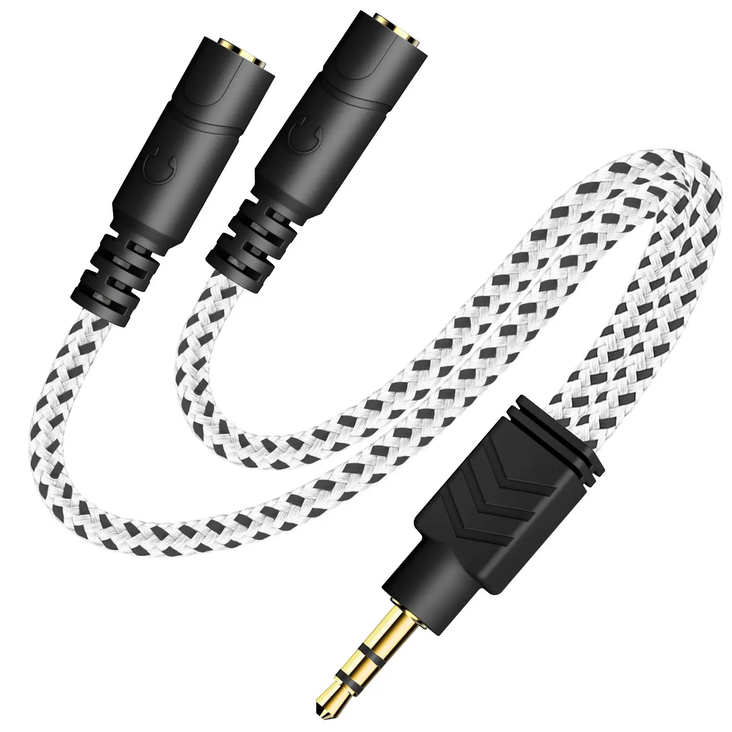 Headphone Splitter, 3.5mm Stereo 2-Way Audio  - 20CM /  White | Stereo Audio Sound,  Headphone and Speaker Audio Output, Compatible with , iPad, Laptops, Tablets, 3.5mm devices