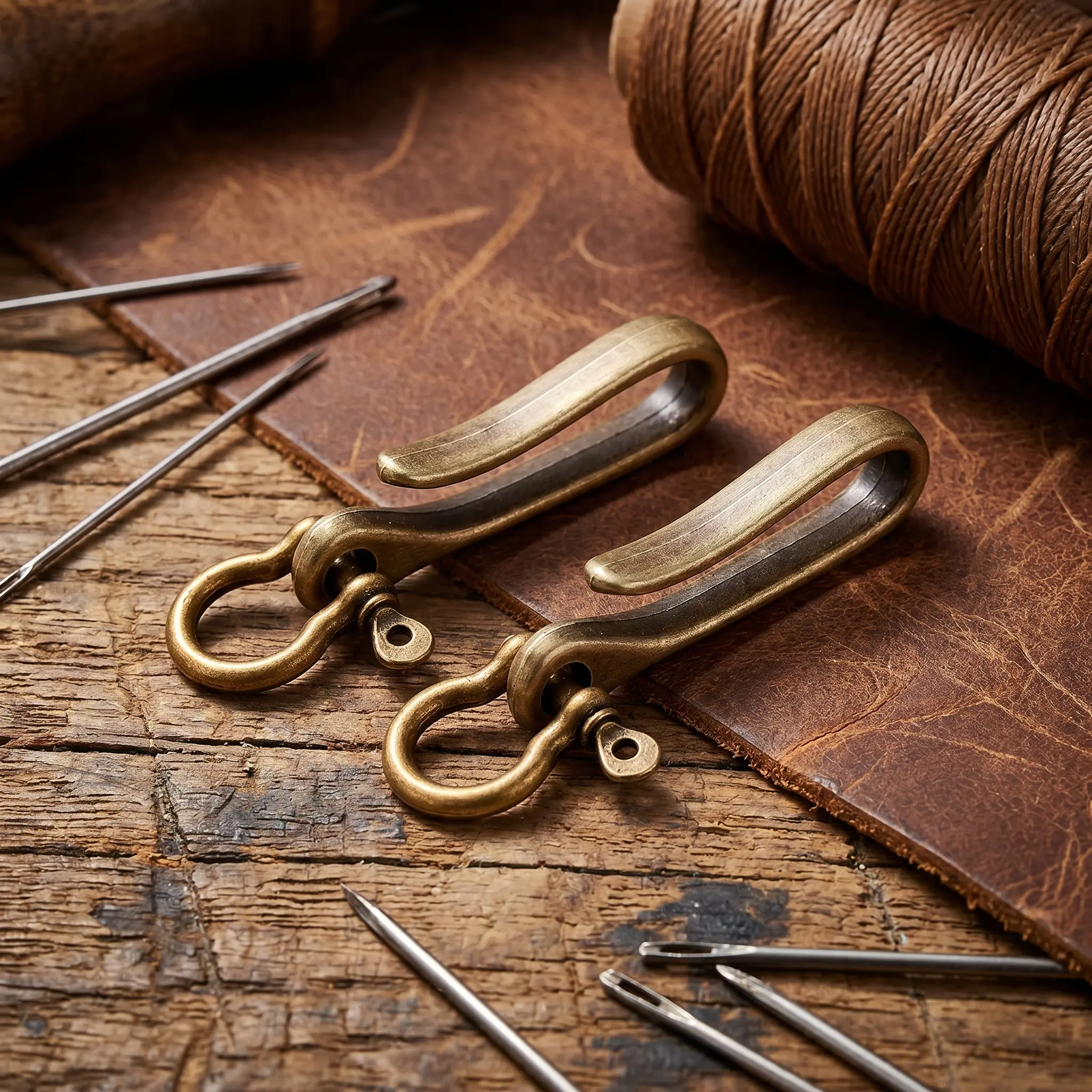U Shaped Key Chain Clip For Belt Loop Pocket Wallet Heavy Duty Car Key Holder Antique Bronze Fish Hook Key Ring Set With Screws