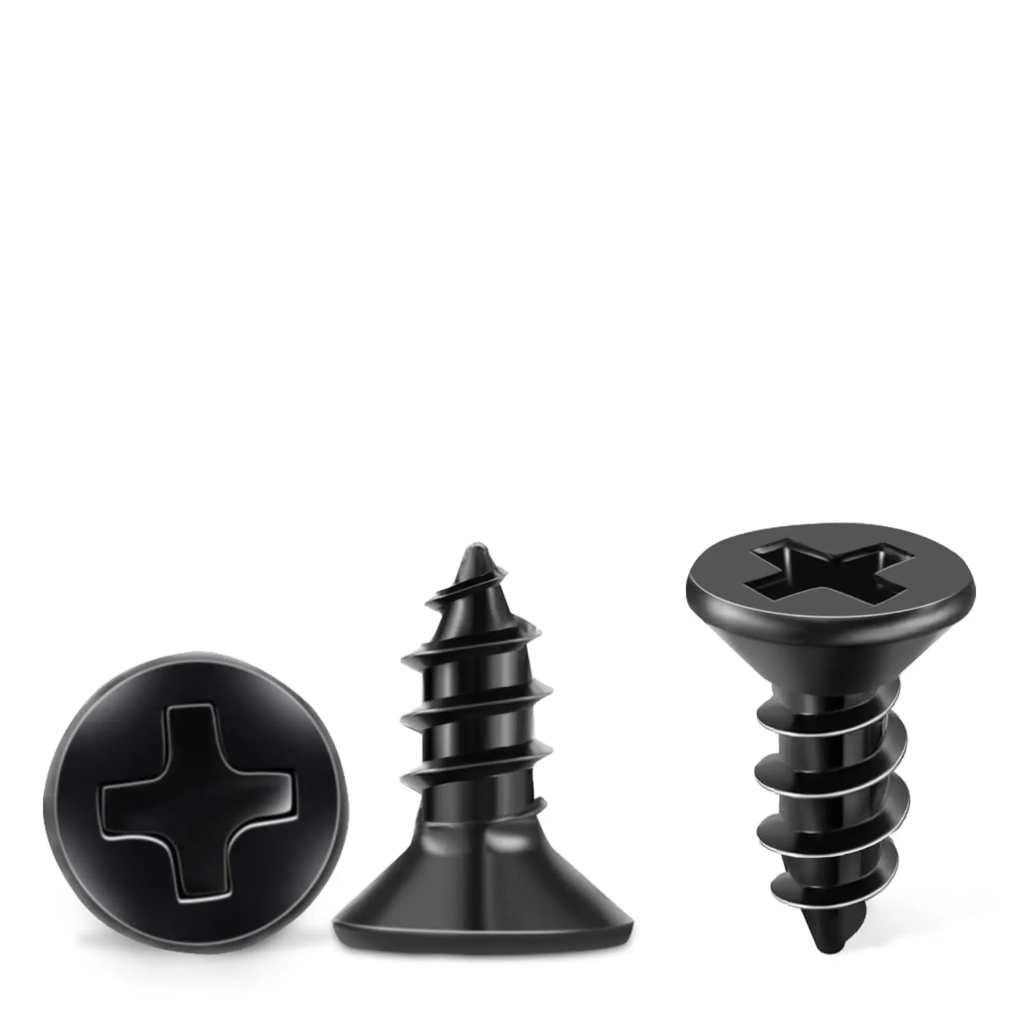 100 count #4 X 1/2 inch Stainless Steel 18-8 (A2)  Screws, Black Coated Flat  Phillips Full Threaded 0." Length Small Screw by