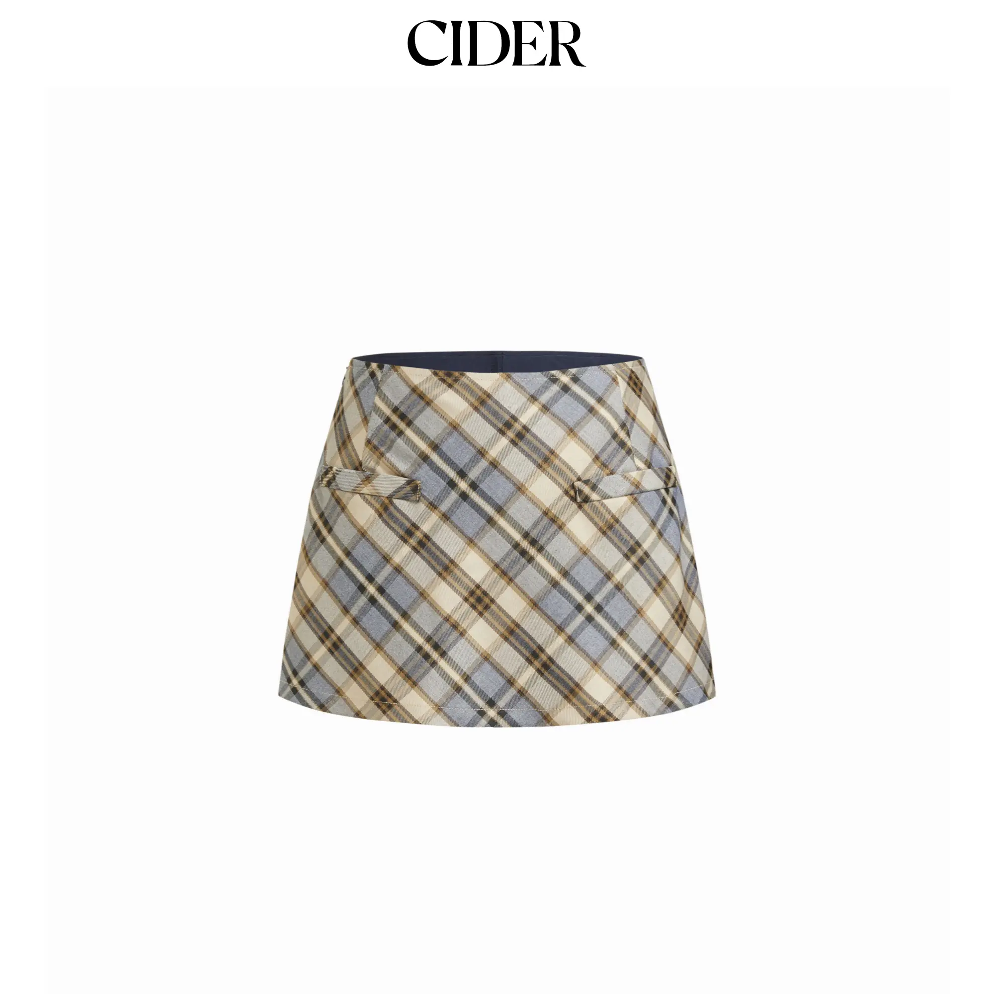Cider Plaid Low Rise Flared Mini Skirt
