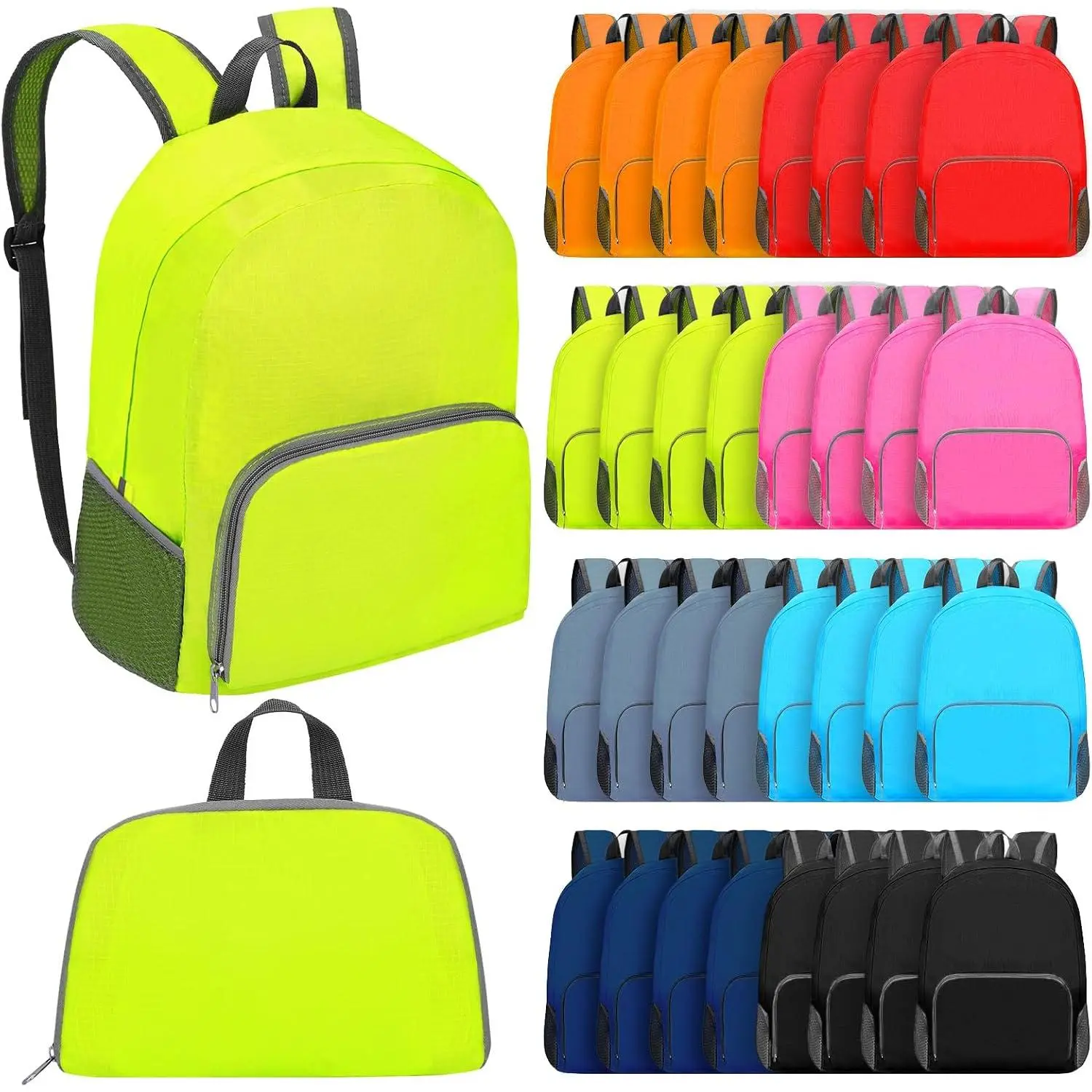 48-Count 17-Inch Foldable Backpacks in Bulk, Ideal for School & Travel