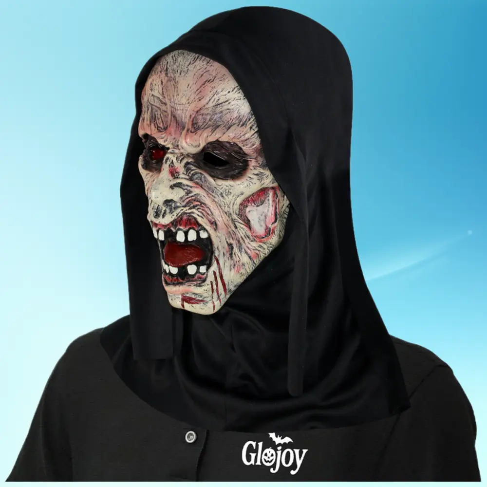 Scary Scarred Rubber Ghost Face Mask for Adults, Comfortable 1 Size Halloween Party Accessories and Cosplay Prop, One Size
