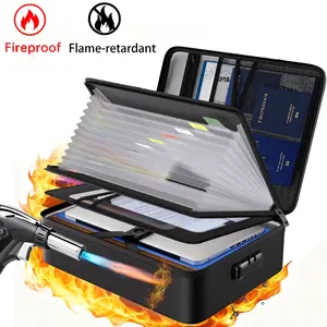 Fireproof File Organizer Bag, 13 Colorful Pockets, 5200°f Fireproof Folder, Lockable and Labeled, Multi-Layer Portable Home Storage