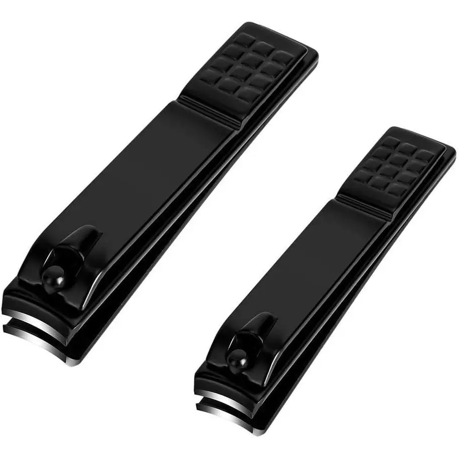 Aogeili Nail Clippers Set, Sharp Stainless Steel Fingernail & Toenail Clippers, Black Nail Cutter, 2Pcs Large and Small Size