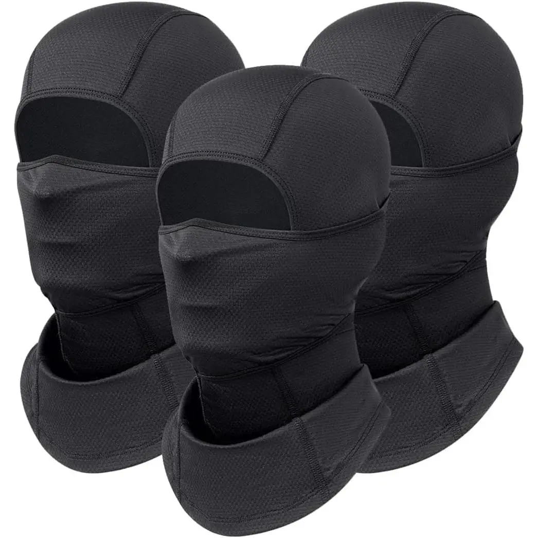 3-Pack Moveable Mouth Balaclava Face Mask, Velvet Basic Breathable UV-Protective Outdoor Sports Cover for Cycling, Running, One Size Fits Most Men Women